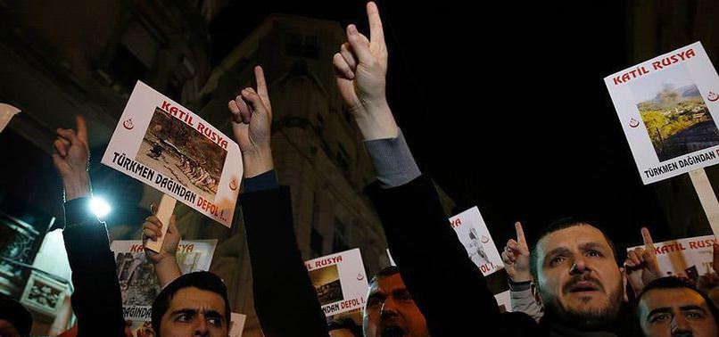 RUSYA'NIN TÜRKMENLERE SALDIRILARI PROTESTO EDİLDİ