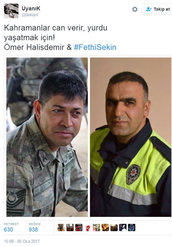Sosyal Medyada şehit Fethi Sekin'e saygı duruşu