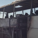 Yolcu otobüsü alev alev yandı